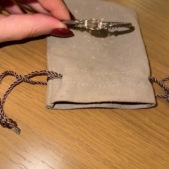 David Yurman Silver Bracelet with Pink Gemstone small - Picture 2 of 4